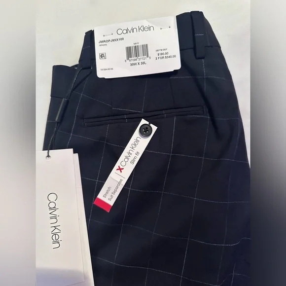 NWT Calvin Klein Men’s Dress Pants Slim Fit Navy Size 30W X 30L - Picture 4 of 6